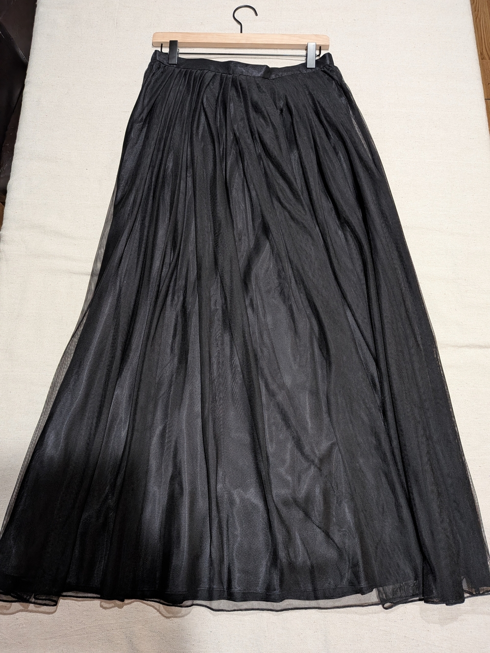 Vintage 90s Black Tulle Maxi Skirt Dark Academia Whimsigoth Gothic - Picture 3 of 12